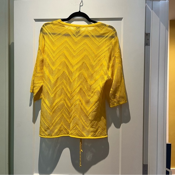 M Missoni Sunshine Yellow Chevron Knit Drawstring Hem Top - Picture 9 of 11